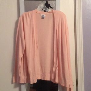 Open front light pink cardigan